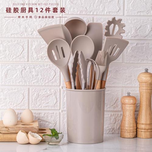 食品級(jí)木柄硅膠鏟子不粘鍋專(zhuān)用鍋鏟家用炒菜鏟勺子耐高溫廚具套裝